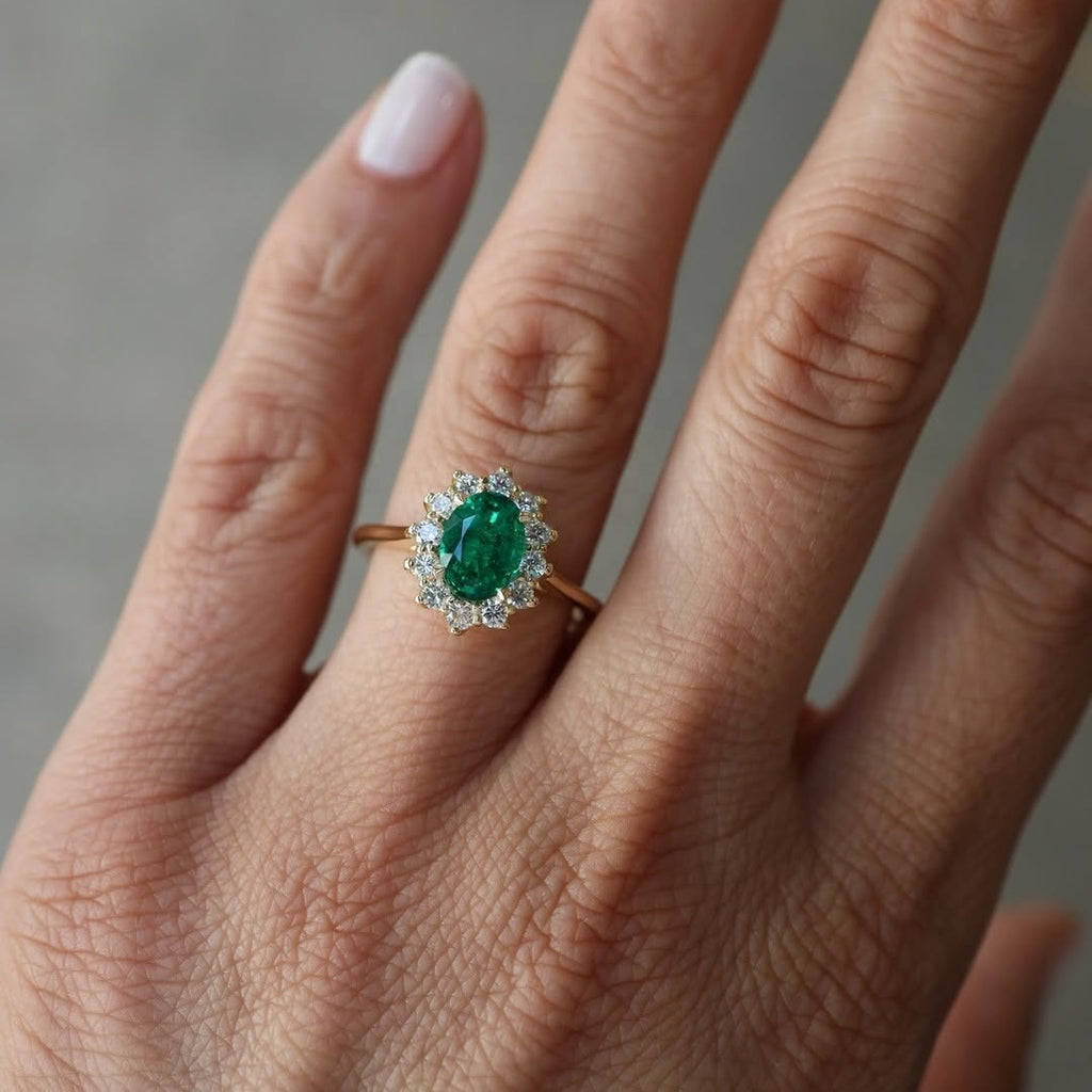 Sovereign Emerald Halo Ring