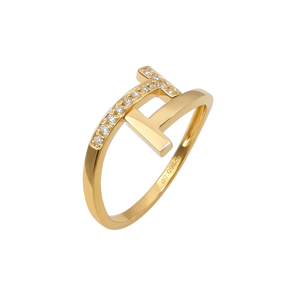 Gold Asymmetric Pavé Band Ring