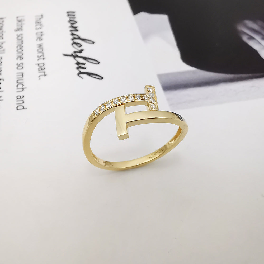 Gold Asymmetric Pavé Band Ring