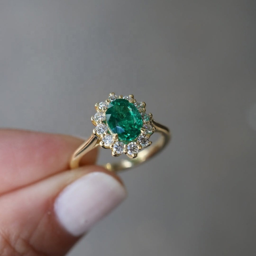 Sovereign Emerald Halo Ring