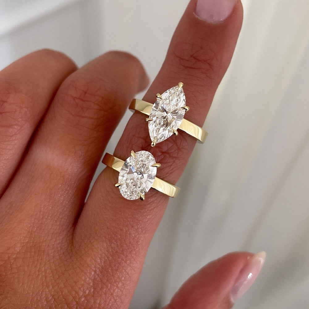 Oval Cut Flat Band Solitaire