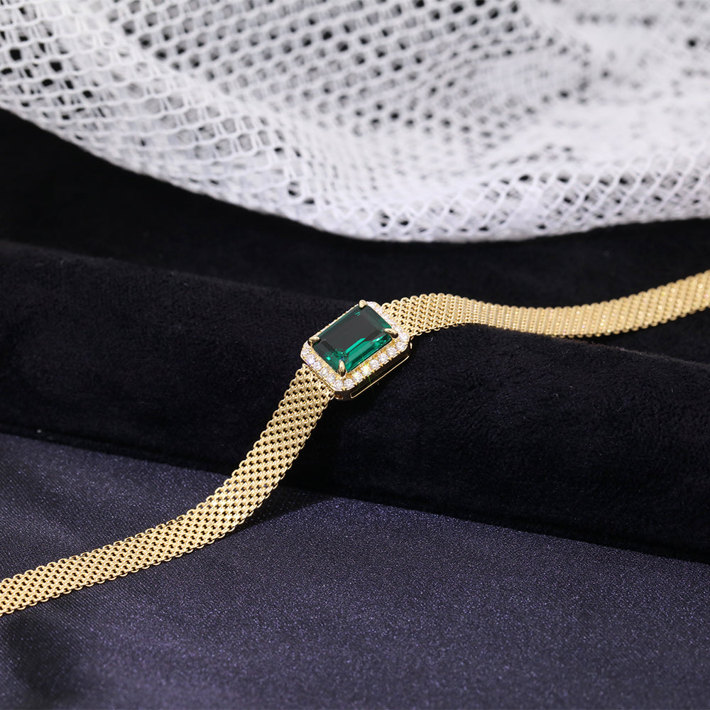 Exquisite Vintage Emerald Diamond Bracelet