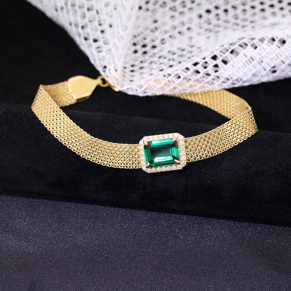 Exquisite Vintage Emerald Diamond Bracelet