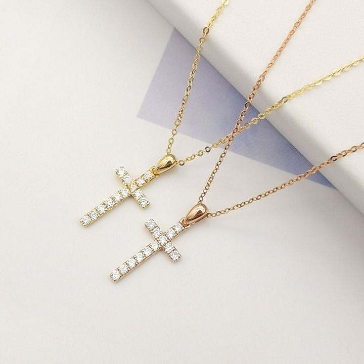 Round Diamond Cross Necklace