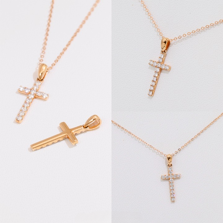 Round Diamond Cross Necklace
