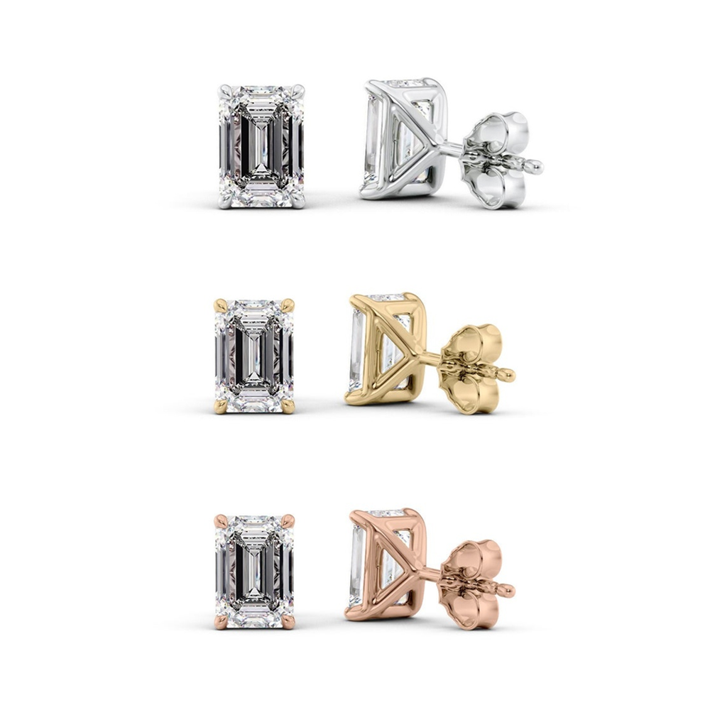 Exquisite Emerald Cut Lab-Grown Diamond Stud Earrings
