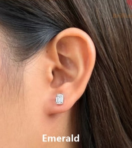 Exquisite Emerald Cut Lab-Grown Diamond Stud Earrings